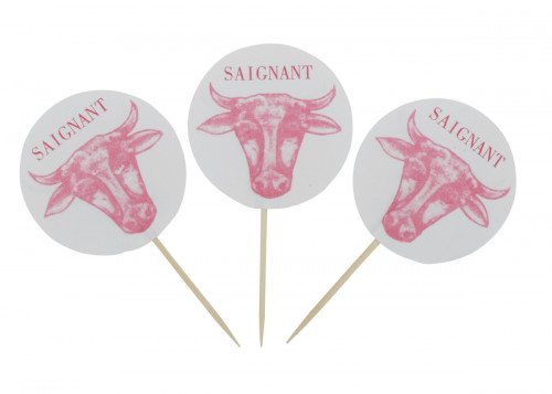 Piques à steak «&nbsp;saignant&nbsp;» 6,5 cm Earth Essentials (100 pièces)