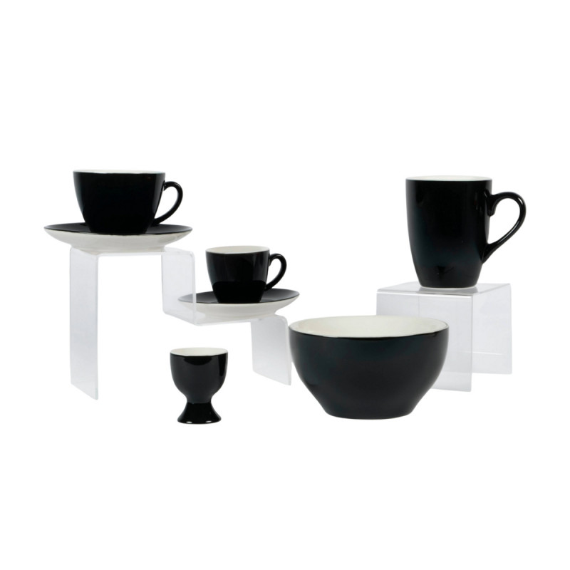 Coquetier rond noir porcelaine 6 cm Ø 5 cm Emotions Pro.mundi