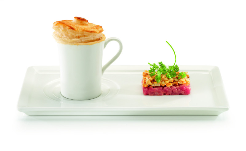 Sous tasse rectangulaire ivoire porcelaine vitrifiée 28 cm Allspice Rak