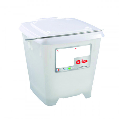 Seau Avec couvercle blanc plastique 30,5x33x28 cm 12 L fond plein parois pleines Gilac