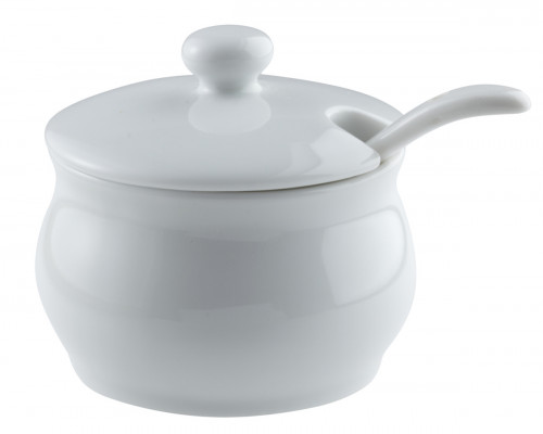 Pot moutardier seul rond blanc porcelaine 4,9 cm Ø 7,2 cm Pro.mundi