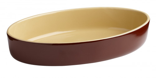 Plat sabot ovale brun grès émaillé 18x12 cm Pro.mundi