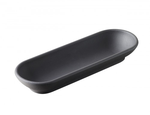 Plat rectangulaire noir porcelaine culinaire 15 cm Solid Revol