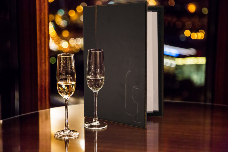 Carte des vins rectangulaire noir 36 vues ajoutables Securit