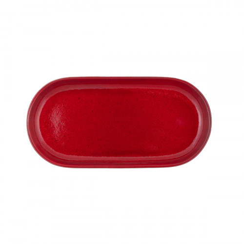 Assiette à burger ovale rouge grès émaillé 29x14 cm Gres Couleur Pro.mundi