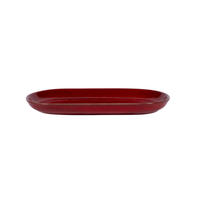 Assiette à burger ovale rouge grès émaillé 29x14 cm Gres Couleur Pro.mundi