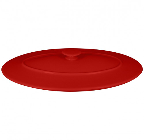 Couvercle avec poignée ovale rouge porcelaine vitrifiée 37,2x25 cm Chefs Fusion Rak