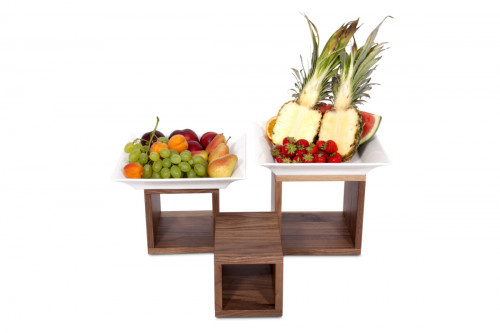Présentoir carré brun noyer 21 cm Nature Zepe (3 pièces)