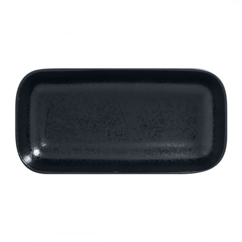 Ravier rectangulaire noir porcelaine vitrifiée 22 cm Karbon Rak