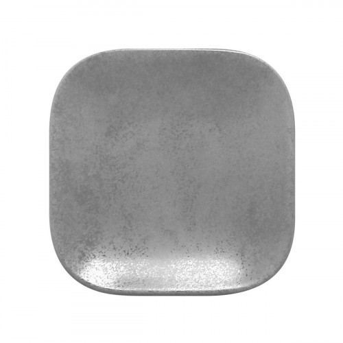 Assiette plate carré gris porcelaine vitrifiée 15x15 cm Shale Rak