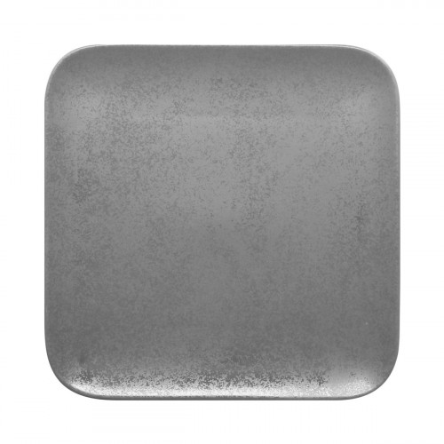 Assiette plate carré gris porcelaine vitrifiée 33x33 cm Shale Rak