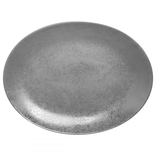 Plat ovale gris porcelaine vitrifiée 36x27 cm Shale Rak