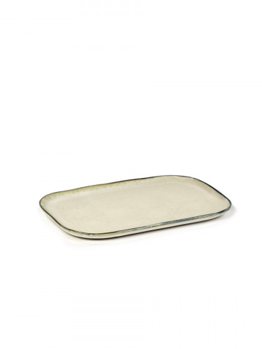 Assiette plate rectangulaire ivoire grès émaillé 32x23 cm Merci Serax