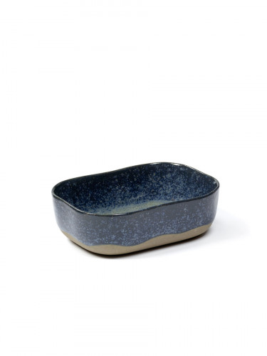 Coupelle rectangulaire bleu grès émaillé 9,8x6,5 cm Merci Serax