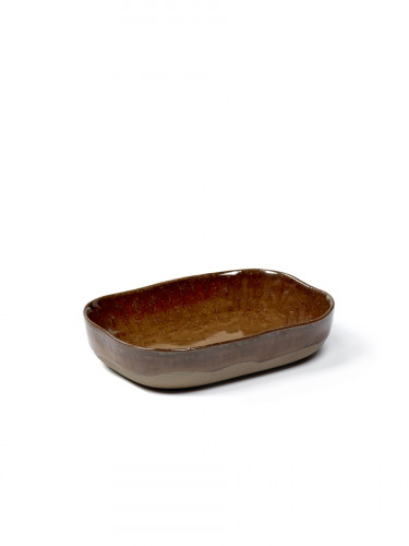 Coupelle rectangulaire brun grès émaillé 9,8x6,5 cm Merci Serax