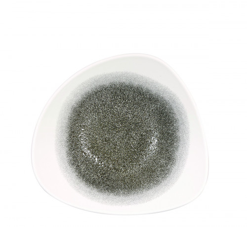 Saladier triangulaire noir porcelaine vitrifiée 23,5 cm Raku Quartz Churchill
