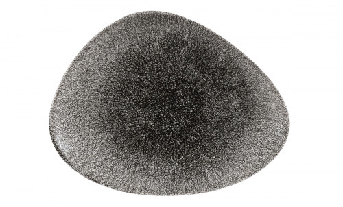 Assiette plate triangulaire noir porcelaine vitrifiée 26,5x20,5 cm Raku Quartz Churchill