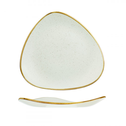 Assiette plate triangulaire barley white porcelaine vitrifiée 26,5x26,5 cm Stonecast Barley Churchill