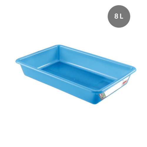 Bac plat HACCP Sans couvercle bleu plastique 49x33,5x7,5 cm 8 L fond plein parois pleines Gilac