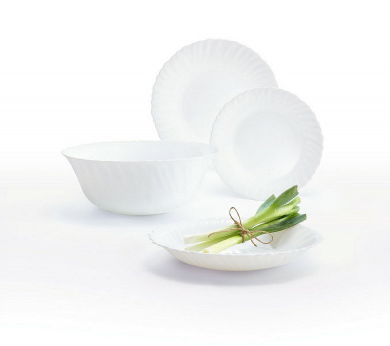 Assiette plate rond blanc verre opal Ø 25 cm Feston Luminarc
