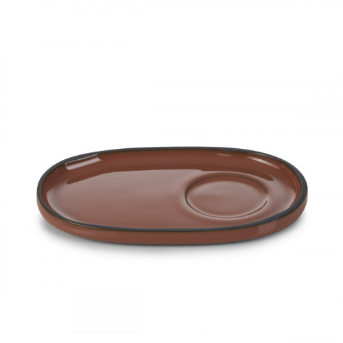 Sous tasse à espresso ovale rouge porcelaine culinaire 13,5 cm Caractère Revol