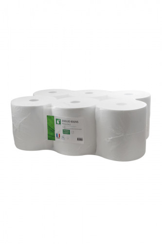 Essuie-mains blanc ouate de cellulose Ø 19 cm 150 m Softclean (6 pièces)