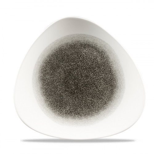 Assiette plate triangulaire noir porcelaine vitrifiée 26,5x26,5 cm Raku Quartz Churchill
