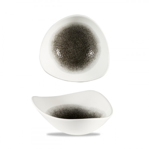 Bol triangulaire noir porcelaine vitrifiée 18,5 cm Raku Quartz Churchill