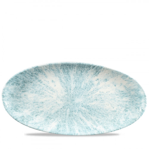 Assiette plate ovale Aquamarine porcelaine vitrifiée 34,7x17,3 cm Stone Aquamarine Churchill
