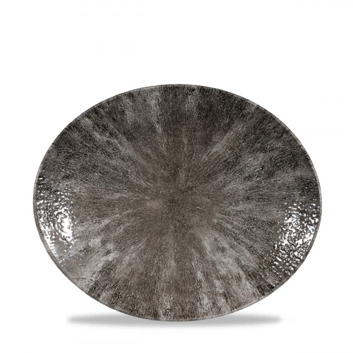 Plat ovale noir porcelaine vitrifiée 27x22 cm Stone Quartz Churchill