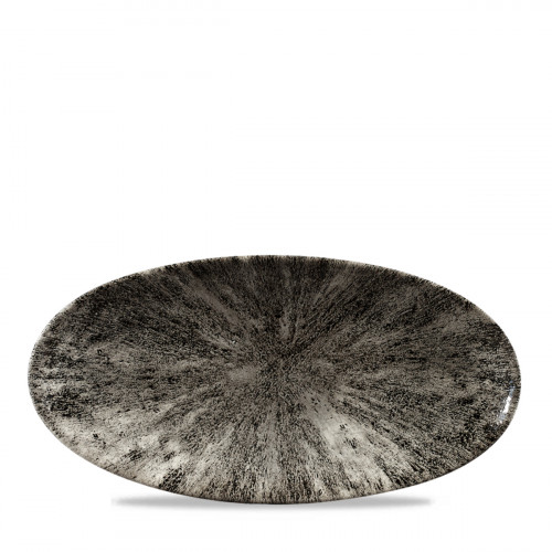 Assiette plate ovale noir porcelaine vitrifiée 29,9x15 cm Stone Quartz Churchill