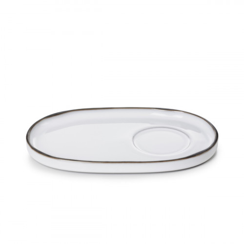 Sous tasse à thé ovale blanc porcelaine culinaire 18 cm Caractère Revol