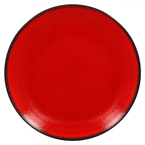 Assiette plate rond rouge porcelaine vitrifiée Ø 24 cm Fire Rak