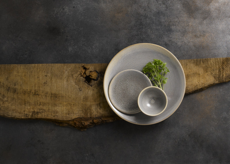 Assiette plate rond gris porcelaine Ø 29,5 cm Evo Granite Dudson