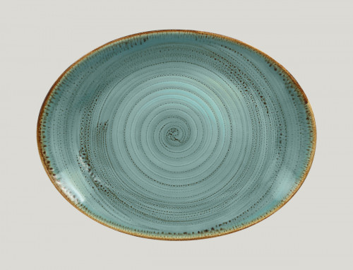 Plat ovale bleu porcelaine vitrifiée 36 cm Twirl Rak