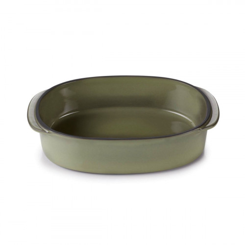 Plat ovale vert porcelaine culinaire 19 cm Caractère Revol