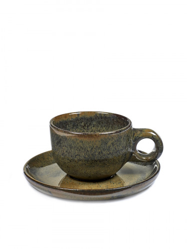 Tasse et sous-tasse à café gris grès émaillé 13 cl Ø 8 cm Surface Serax