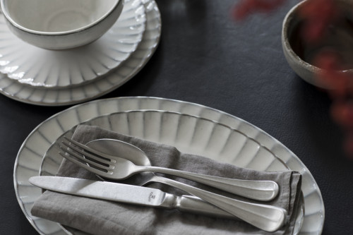 Assiette creuse ovale blanc grès émaillé 19x13 cm Inku Serax