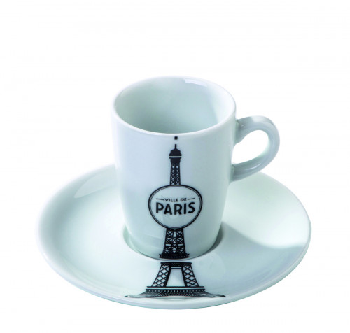 Tasse et sous tasse à expresso rond blanc porcelaine 8 cl Ville De Paris Pillivuyt