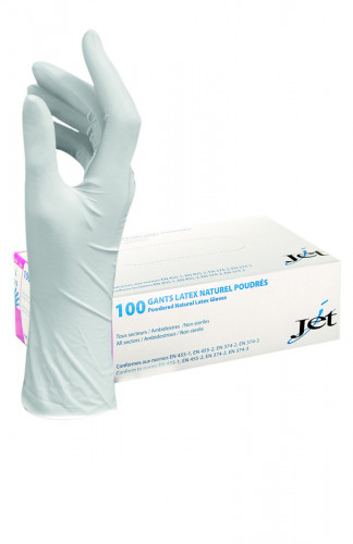 Gants latex poudrés transparent L (100 pièces)