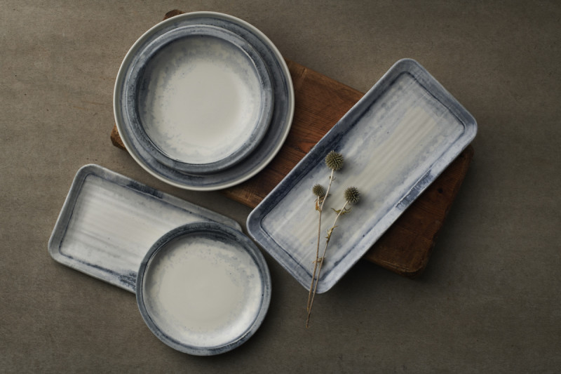 Assiette plate rond bleu porcelaine vitrifiée Ø 15,2 cm Finca Limestone Dudson