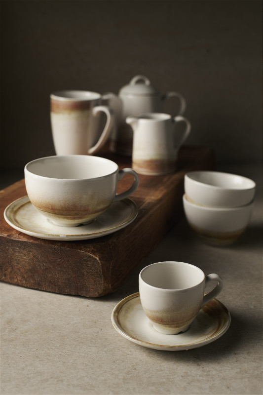 Sous tasse à café rond beige porcelaine vitrifiée Ø 11,8 cm Finca Sanstone Dudson