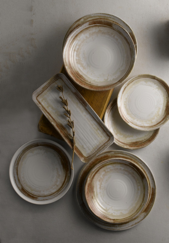 Assiette plate rond beige porcelaine vitrifiée Ø 20,3 cm Finca Sanstone Dudson