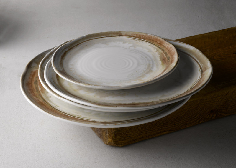 Assiette plate rond beige porcelaine vitrifiée Ø 20,3 cm Finca Sanstone Dudson