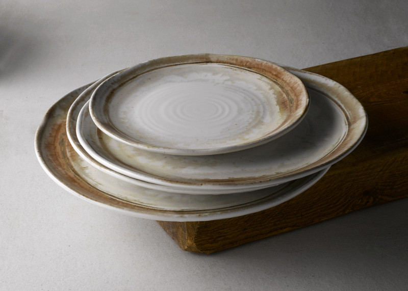 Assiette organique beige porcelaine vitrifiée 35x16 cm Finca Sanstone Dudson