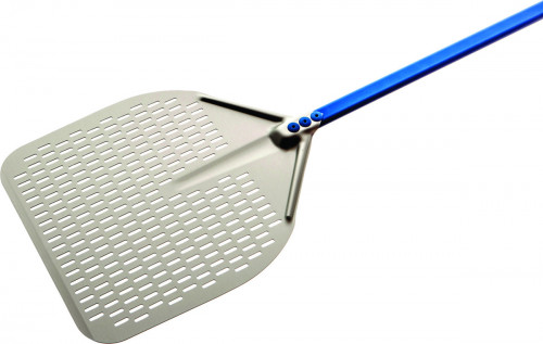 Pelle à pizza perforée aluminium anodisé 33x33 cm manche 150 cm Azzurra Gi Metal