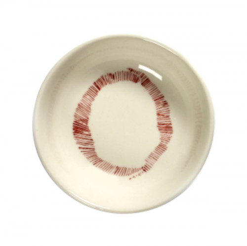 Plat rond blanc swirl - stripes rouge grès émaillé Ø 7,5 cm Feast By Ottolenghi Serax