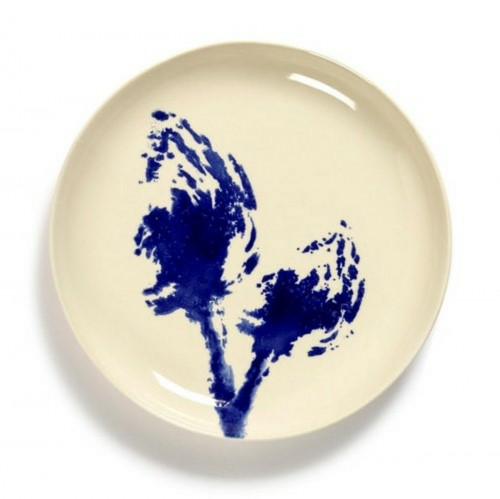 Assiette plate rond blanc artichaut bleu grès émaillé Ø 19 cm Feast By Ottolenghi Serax