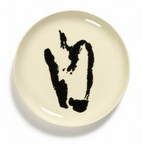 Assiette plate rond blanc poivron noir grès émaillé Ø 22,5 cm Feast By Ottolenghi Serax