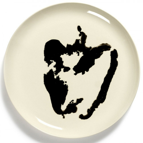 Assiette plate rond blanc poivron noir grès émaillé Ø 26,5 cm Feast By Ottolenghi Serax